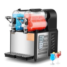 VEVOR Commercial Slushy Machine, 3LX2 Tank Slush Drink Maker, 340W Frozen Drink Machine with Temperature Preservation