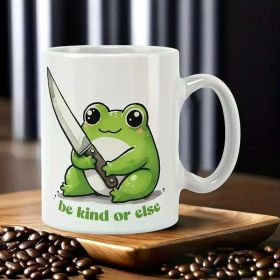 11OZ Coffee Mug Cup for Home Office Kitchen Use, Novelty Knife-Wielding Frog Graphic Mug as Birthday Anniversary