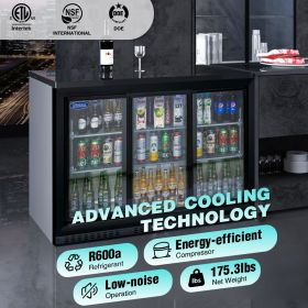 ORIKOOL 53 inch Beverage Refrigerators 3 Glass Door Back Bar, 480 Cans Cooler, Commercial Beer Wine and Drink Fridge, 11.3 Cu.Ft