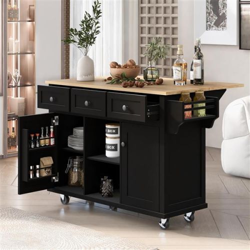 Kitchen Cart With Rubber Wood Flip Top Kitchen Cart With Rubber Wood Flip Top