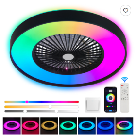 23 Inch Black Ceiling Fan Light With LED RGB   Dimmable & Color Changing, APP & Remote Control, Modern Smart Ceiling Fan For Living Room, Bedroom (Color: Black)