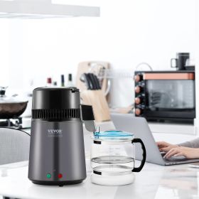 Water Distiller, 4L 1.05 Gallon Pure Water Purifier Filter For Home Countertop, 750W Distilled Water Maker, Stainless Steel Interior Distiller Wa (Option: Grey)