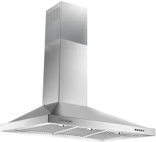 Range Hood 36 Inch;  Wall Mount Vent Hood In Stainless Steel With Ducted/Ductless Convertible Duct;  3 Speed Exhaust Fan;  Energy Saving LED Ligh (Option: Silver)