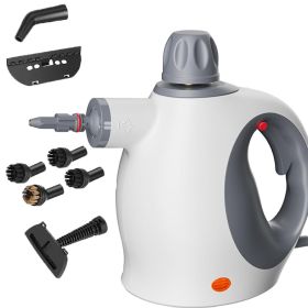 Handheld Steam Cleaner With Safety Lock, 500 Milliliter Large Water Tank And 12 Piece Accessory Set, For Removing Stubborn Dirt And Disinfecting (Option: Gray and white)