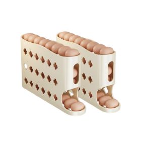 2Pcs/Set Multi-layer Household Refrigerator Side Door Rolling Egg Storage Box (Type: Egg Storage Box, Color: Cream)