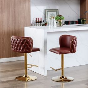 A&A Furniture,Swivel Barstools Adjusatble Seat Height, Modern PU Upholstered Bar Stools with the whole Back Tufted (Color: as pic)