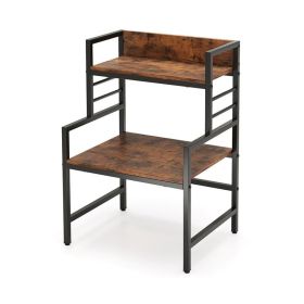 Multi-usage Stand with Metal Frame for Kitchen & Bedroom (Type: Baker Racks, Color: Brown & Black)