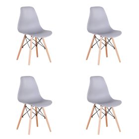 Set of 4 Modern Style Dining Chair, Shell Lounge Plastic Chair for Kitchen, Dining, Bedroom (Color: Gray)