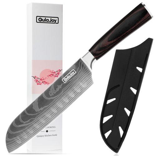 Qulajoy Santoku Knife, High Carbon Stainless Steel Chef Knife Japanese Kitchen Knives With Ergonomic Pakkawood Handle, Chopping Knife For Home Ki