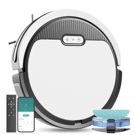 Robot Vacuum And Mop, 3 In 1 Combo Cleaner For Home With Pet Hair And Hard Floor, 5000Pa Suction, 120 Mins Run Time,Self-Charging,Super Thin Body (Color: White Black)